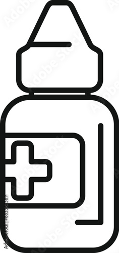 Simple line art illustration of a medical dropper bottle, conveying a concept of healthcare and medical treatment