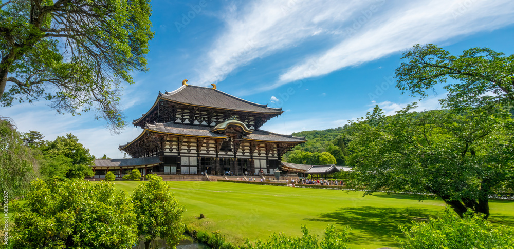 The gardens of the Todaiji Temple complex, a UNESCO World Heritage Site, Nara, Honshu, Japan
