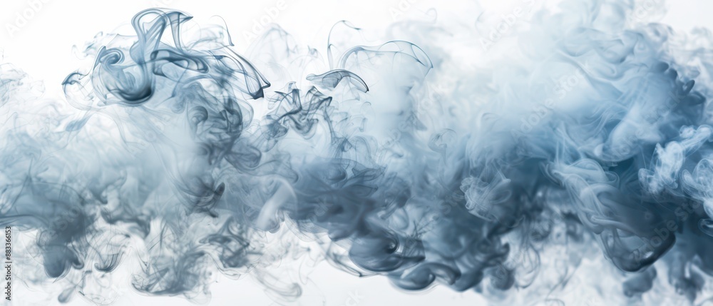 Abstract Blue Smoke Swirling in White Background Abstract Blue Smoke Swirling in White Background