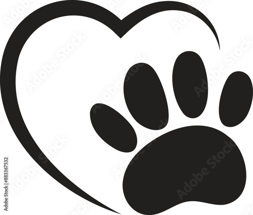 paw print with heart