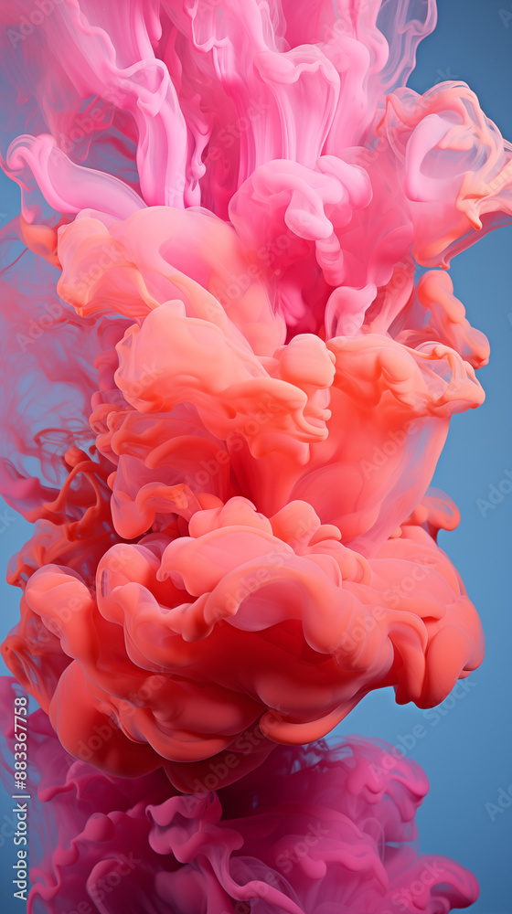 Obraz premium Colorful Flowing Paint on Pink Background, Abstract Image, Texture, Pattern Background, Wallpaper, Cover and Screen of Smartphone, Cell Phone, Computer, Laptop, 9:16 and 16:9 Format