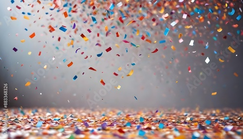 Massive matellic colours confetti falling on blurred background photo