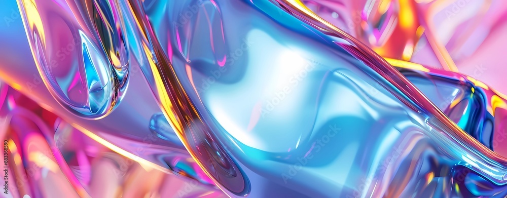Iridescent Colorful Abstract 3D Render Digital Art of Glass with Fluid ...