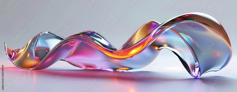 Colorful Abstract 3D Render Digital Art of Glass with Fluid and Smooth ...