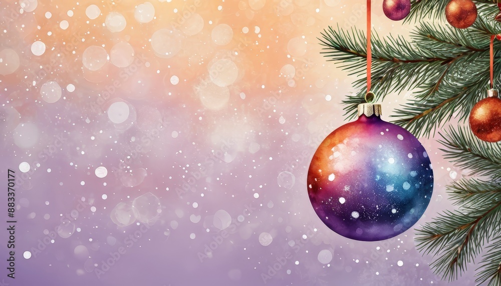 A bright, shiny New Year's Eve ball. Christmas theme. Holiday. Party. Banner, poster, background. With copy space A bright, shiny New Year's Eve ball. Christmas theme. Holiday. Party. Banner, poster, background. With copy space