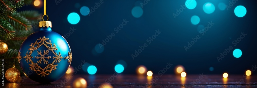 Fototapeta premium A bright, shiny New Year's Eve balloon. Christmas theme. Holiday. Party. Banner, poster, background. With copy space