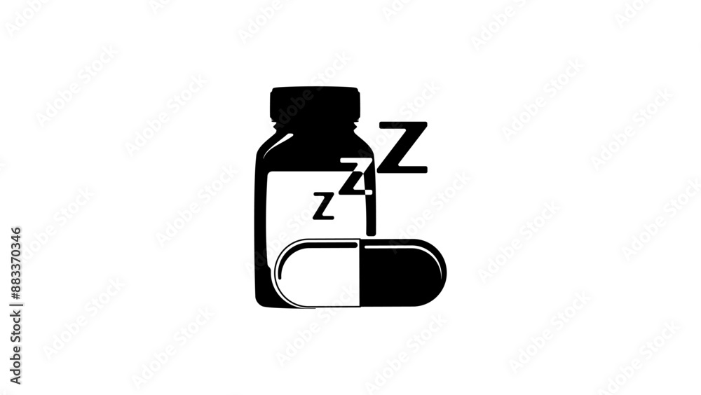Sleeping pill, black isolated silhouette Sleeping pill, black isolated silhouette