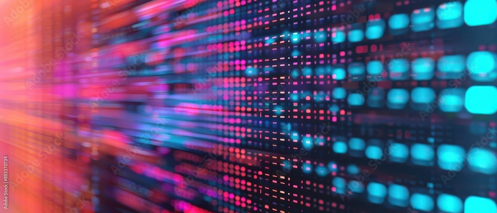 Abstract background with vibrant, colorful digital patterns and grids, representing modern technology and data visualization. Abstract background with vibrant, colorful digital patterns and grids, representing modern technology and data visualization.