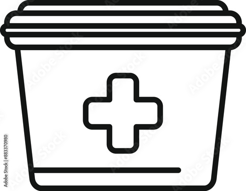 Simple line art illustration of a medical container, potentially for storing drugs or as a first aid kit
