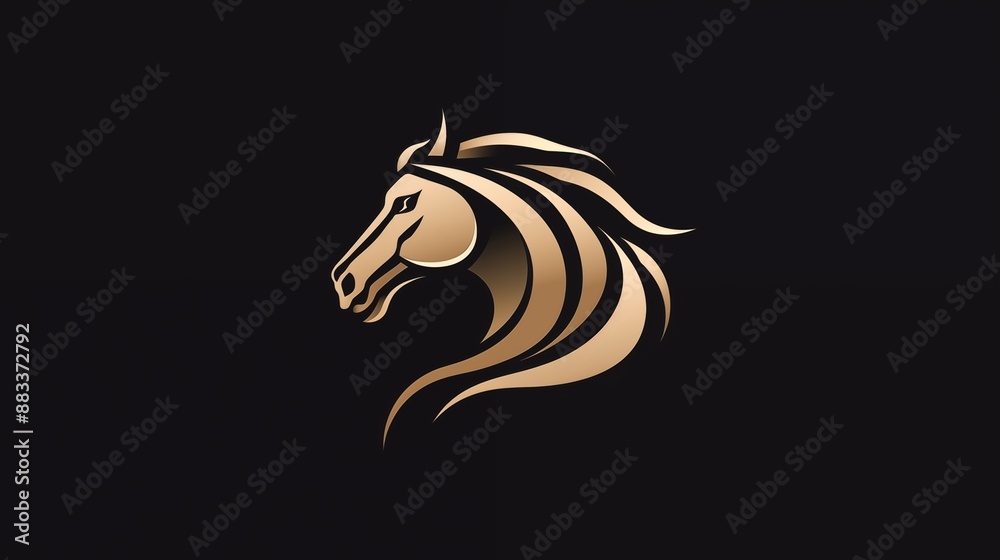 Elegant Golden Horse Logo with Black Background Elegant Golden Horse Logo with Black Background