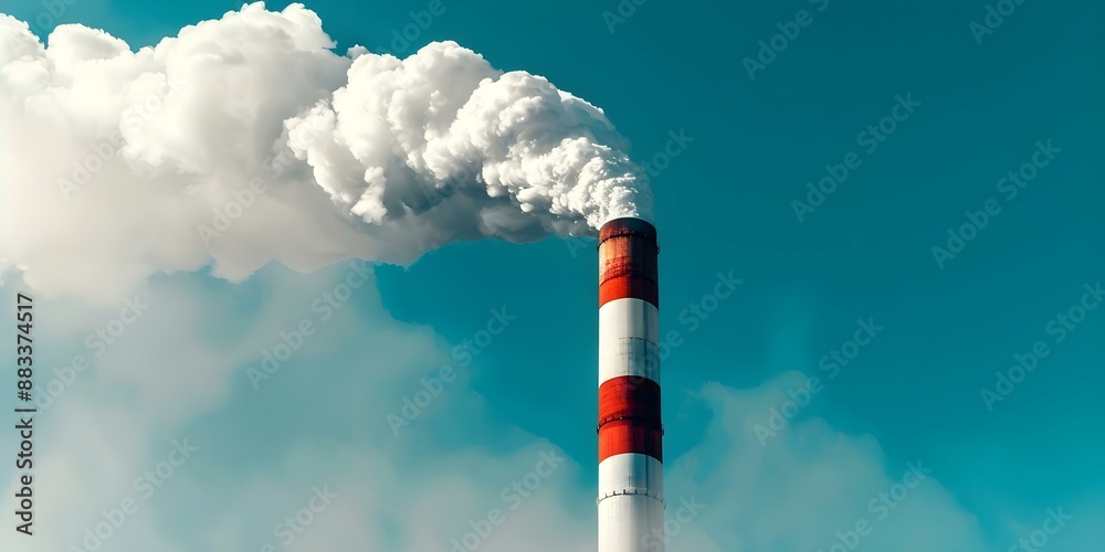 Smoke from power plant chimney contributes to climate change and global warming. Concept Climate Change, Global Warming, Power Plants, Environmental Impact, Air Pollution Smoke from power plant chimney contributes to climate change and global warming. Concept Climate Change, Global Warming, Power Plants, Environmental Impact, Air Pollution