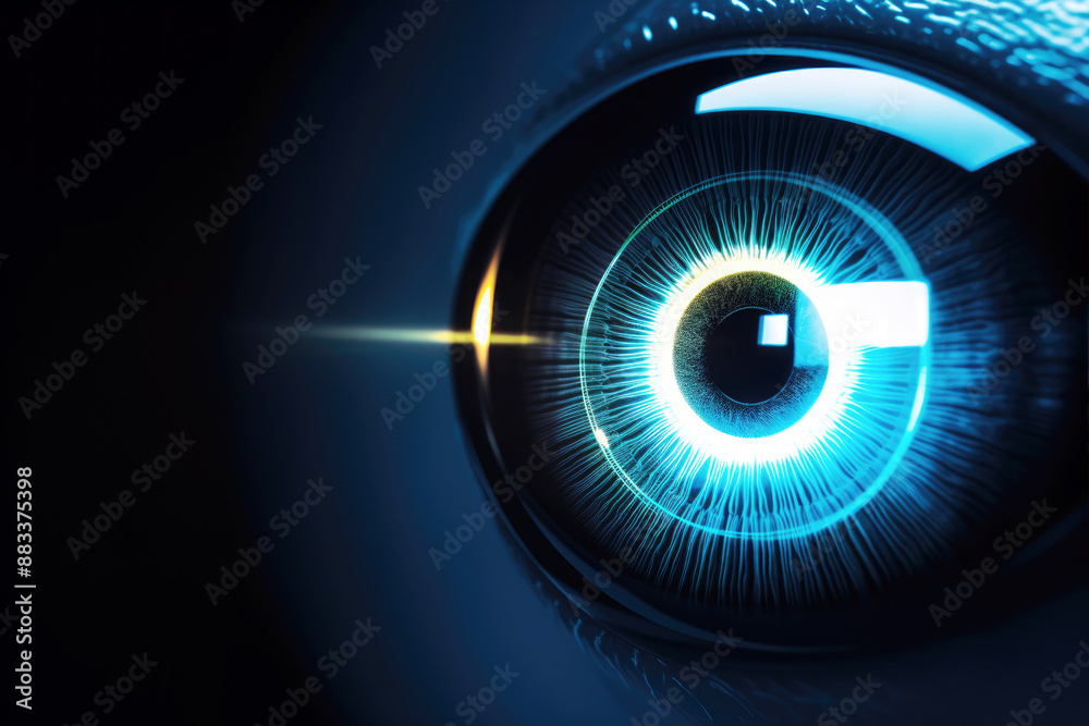 generated illustration laser eye surgery concept close up of eye with laser beam generated illustration laser eye surgery concept close up of eye with laser beam