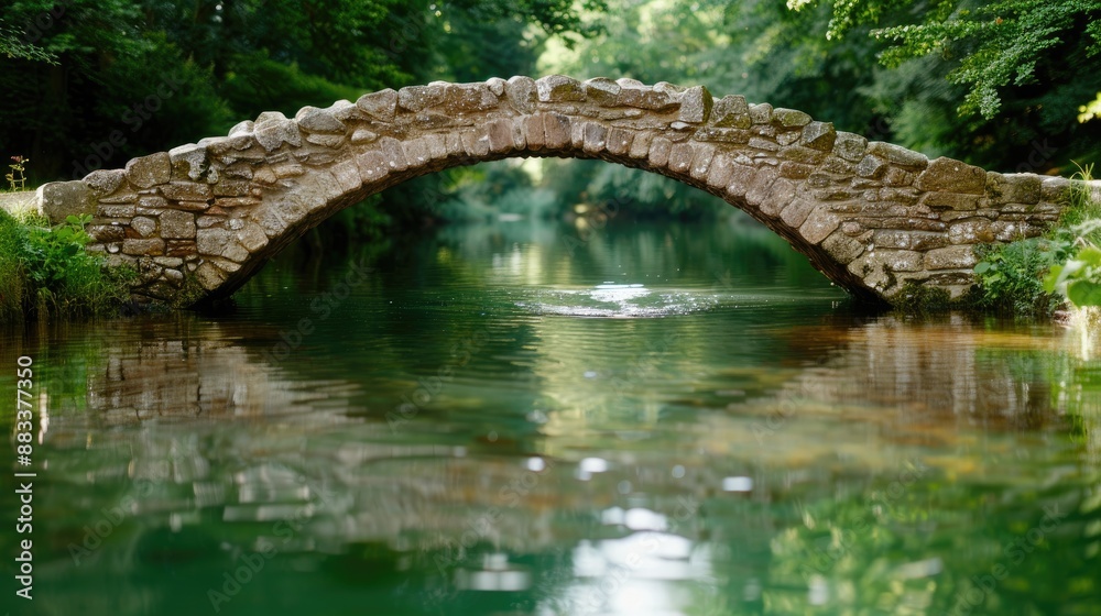 Tranquil river with a stone bridge Tranquil river with a stone bridge