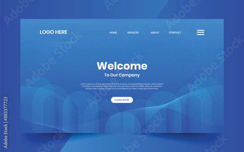 Modern technology abstract creative dynamin gradient wave line welcome banner background for website landing page, hero banner design, webpage header