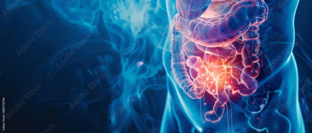 Digital Illustration of Human Digestive System With Inflammation Digital Illustration of Human Digestive System With Inflammation