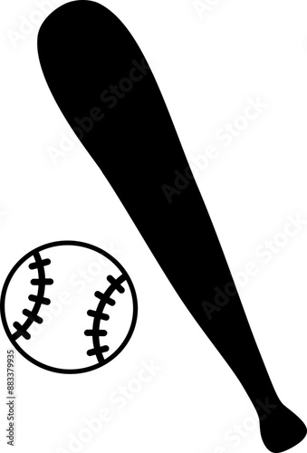 Baseball Bat and Ball Vector Graphic