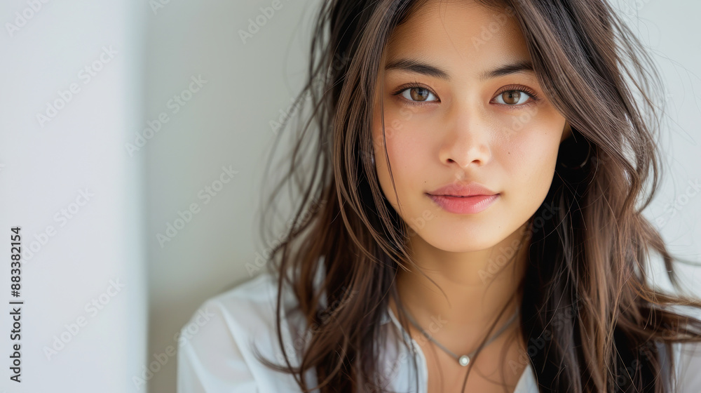 young asian woman portrait against white background young asian woman portrait against white background