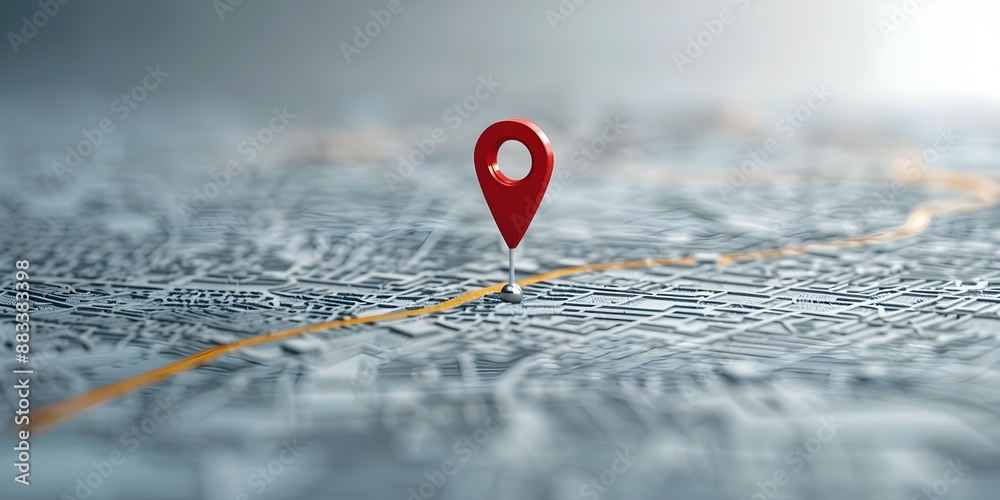 3D GPS map with location thumbtack icon. Concept GPS Navigation, 3D Technology, Map Interface, Location Pin, Geolocation 3D GPS map with location thumbtack icon. Concept GPS Navigation, 3D Technology, Map Interface, Location Pin, Geolocation