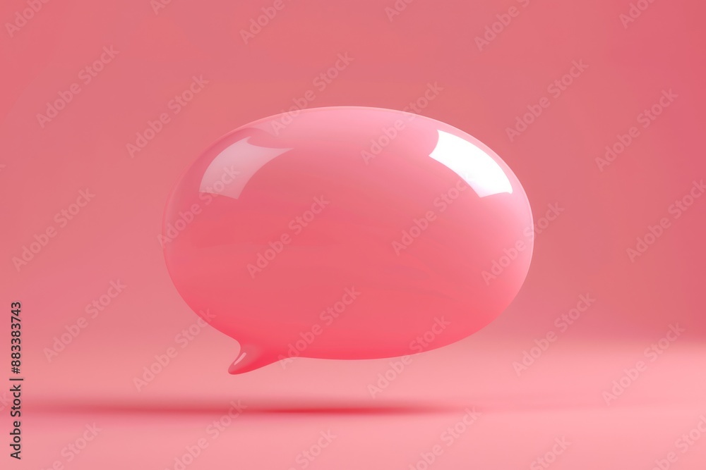 Glossy pink speech bubble icon on a pastel pink background, perfect for social media graphics and ads. Glossy pink speech bubble icon on a pastel pink background, perfect for social media graphics and ads.