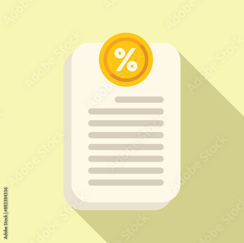 White document with a yellow percentage symbol, symbolizing financial concepts such as interest rates, returns on investments, or economic growth