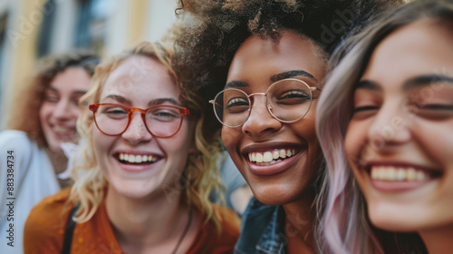 Happy diverse friends enjoying a day out