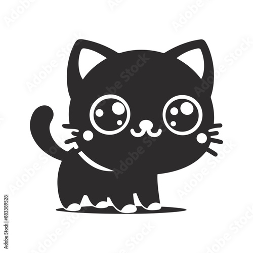 A cute cat silhouette vector  illustration