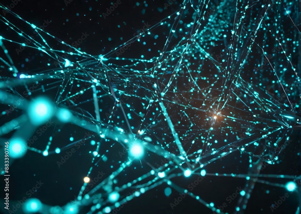Obraz premium Connected network big data flow digital connectivity futuristic technology data visualization glowing nodes information technology tech innovation AI network structure