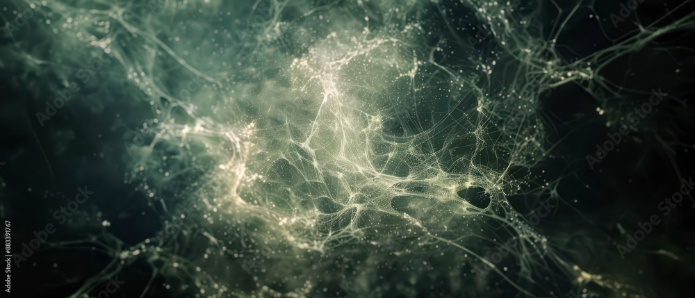 Abstract Green And White Web-Like Pattern On A Dark Background Abstract Green And White Web-Like Pattern On A Dark Background