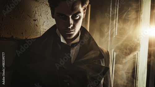 Portrait of a vampire in vintage style with backlight © Nonnarit