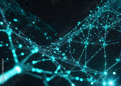 Connected network big data flow digital connectivity futuristic technology data visualization glowing nodes information technology tech innovation AI network structure