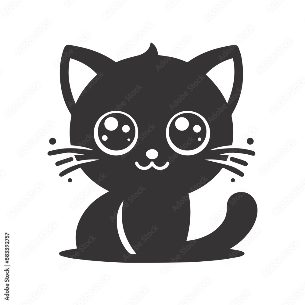 Obraz premium A cute cat silhouette vector illustration