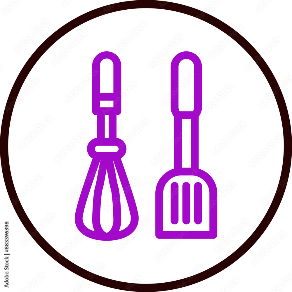 Kitchen Utensils Vector Line Purple Circle Black Kitchen Utensils Vector Line Purple Circle Black