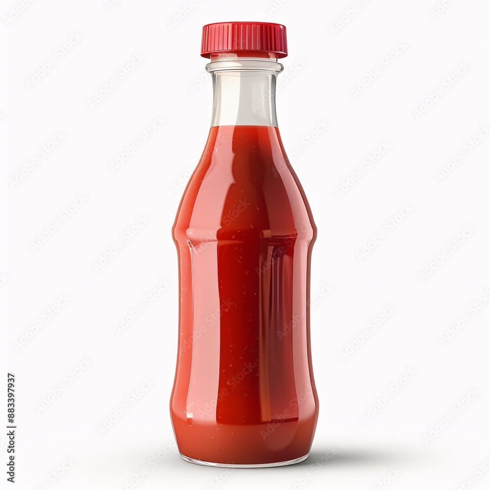 Glass bottle of ketchup on white background with clipping path
Glass bottle of ketchup on white background with clipping path