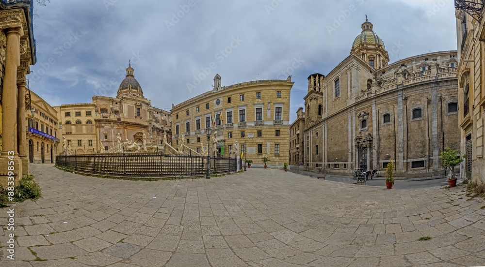 Fototapeta premium Panoramic picture of the church Chiesa di San Domenico without people in the Sicilian city of Palermo