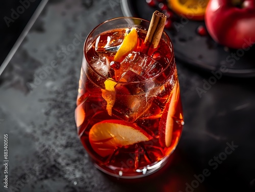 Enchanting Fall Beverage Presentation with Thinly Sliced Apples photo