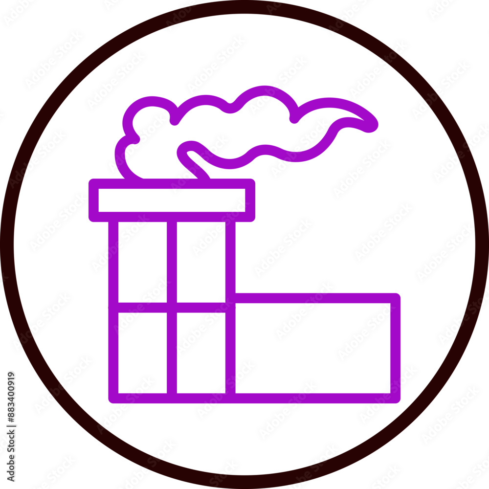 Chimney Pollution Vector Line Purple Circle Black Chimney Pollution Vector Line Purple Circle Black