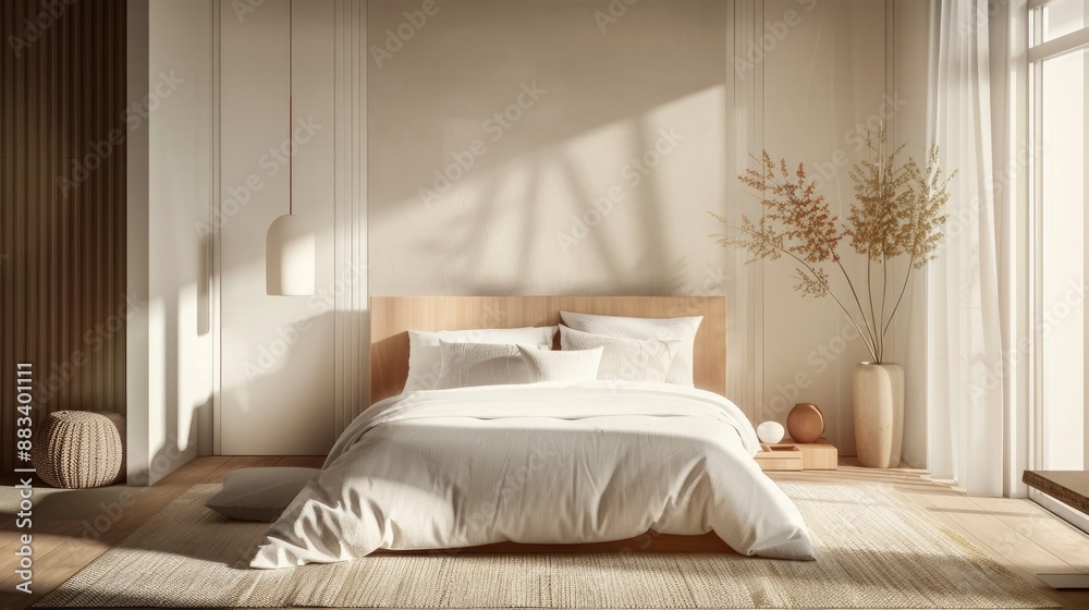 Explore the simplicity and elegance of a minimal bedroom background featuring contemporary interior design touches, including clean aesthetics, understated decor, and natural materials. Explore the simplicity and elegance of a minimal bedroom background featuring contemporary interior design touches, including clean aesthetics, understated decor, and natural materials.