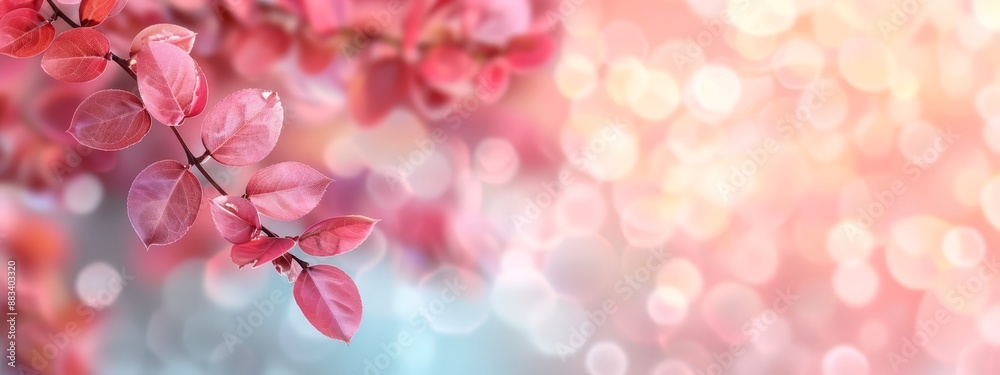 A tight shot of a tree branch teeming with pink blooms, background softly blurred A tight shot of a tree branch teeming with pink blooms, background softly blurred