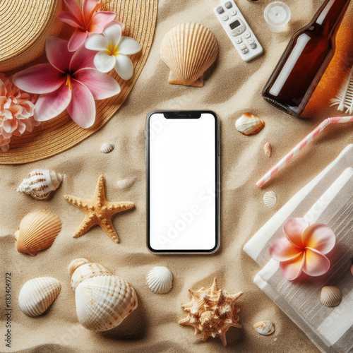 summer beach vacation background with mockup of a blank copy space