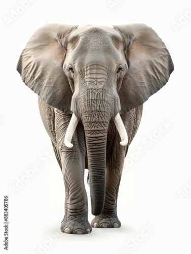 a large elephant standing on a white surface