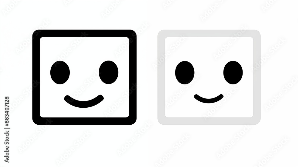 Minimalistic Black and White Smiley Face Icons Minimalistic Black and White Smiley Face Icons