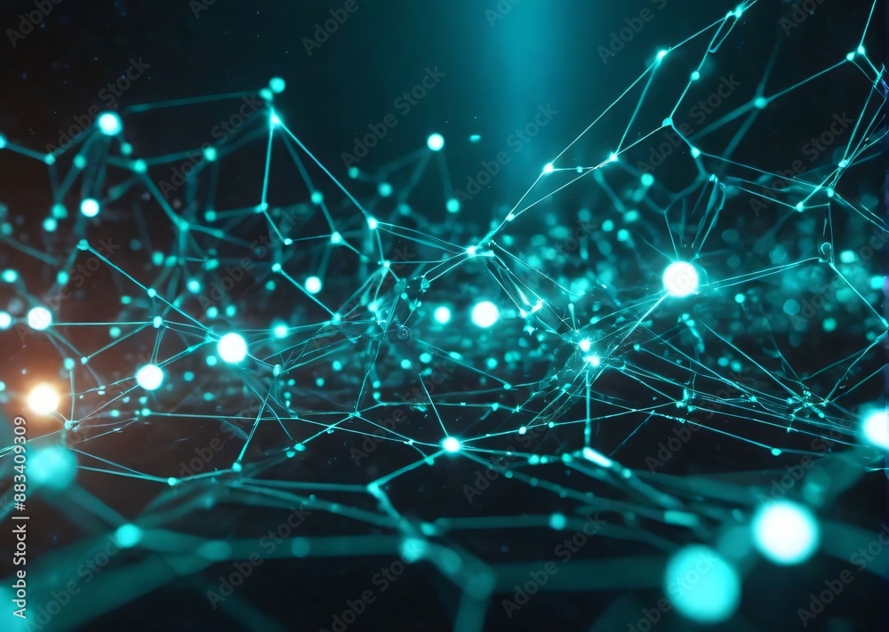 Obraz premium Connected network big data flow digital connectivity futuristic technology data visualization glowing nodes information technology tech innovation AI network structure