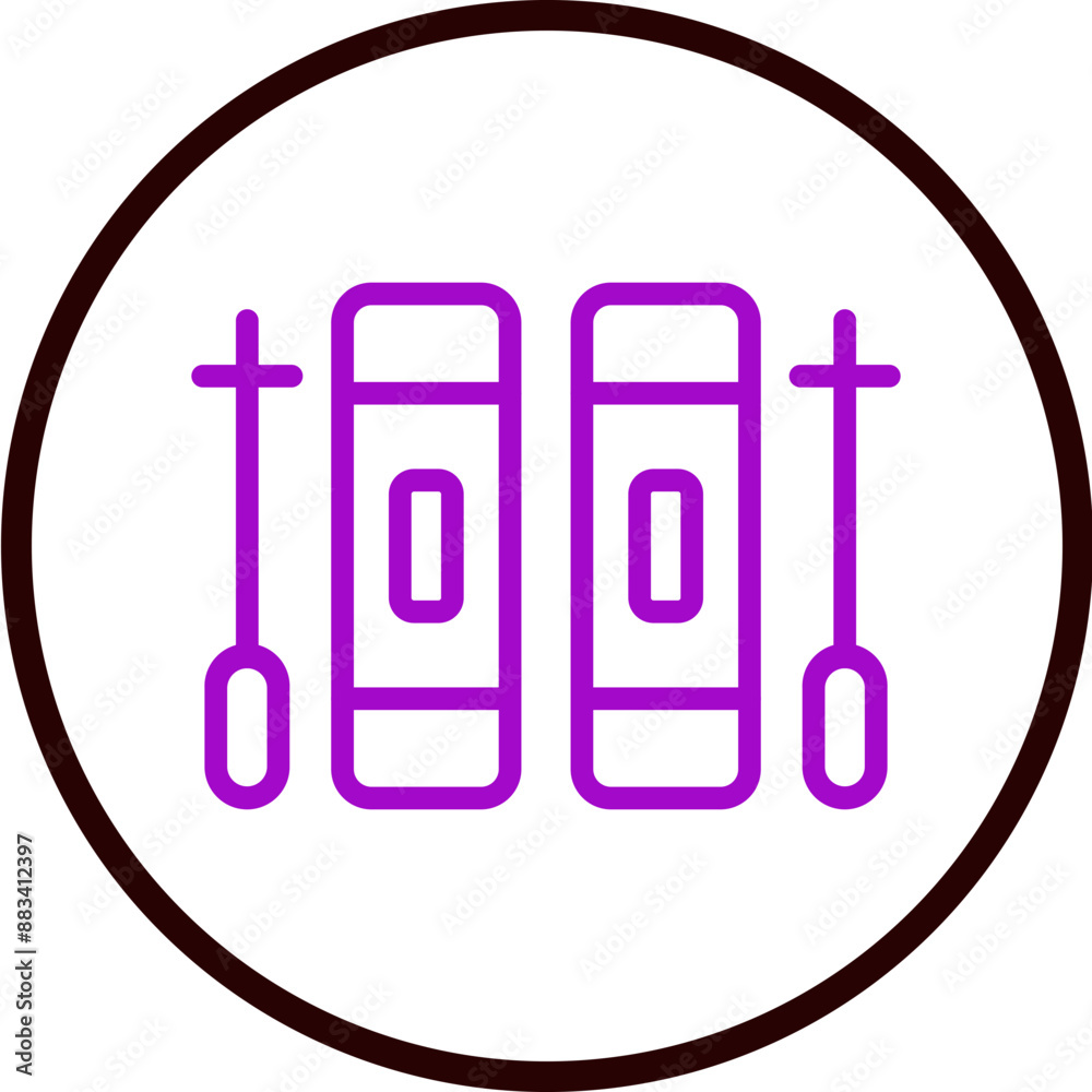 Skis Vector Line Purple Circle Black Skis Vector Line Purple Circle Black