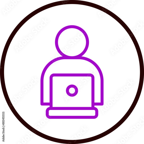 Office Worker Vector Line Purple Circle Black