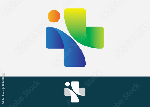 Medical health logo, Hospital icon, Abstract logo design template with business card