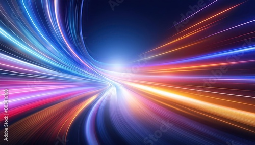 A colorful abstract image of streaked light, resembling a tunnel or wormhole