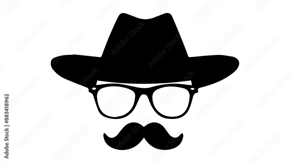 simple shape of incognito with glasses mustache and hat simple shape of incognito with glasses mustache and hat