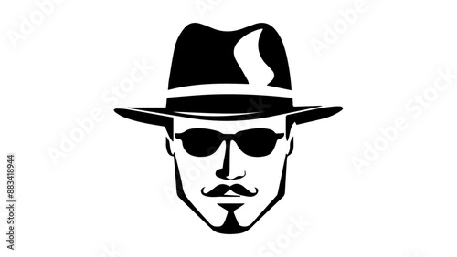 incognito sign with face of a person with sunglasses hat and mustache