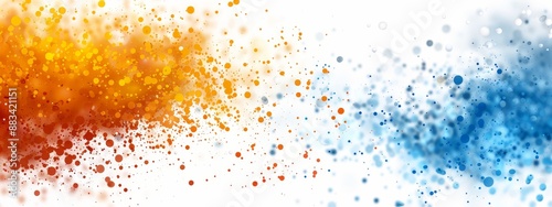   an orange and blue background featuring water drops on its left side
