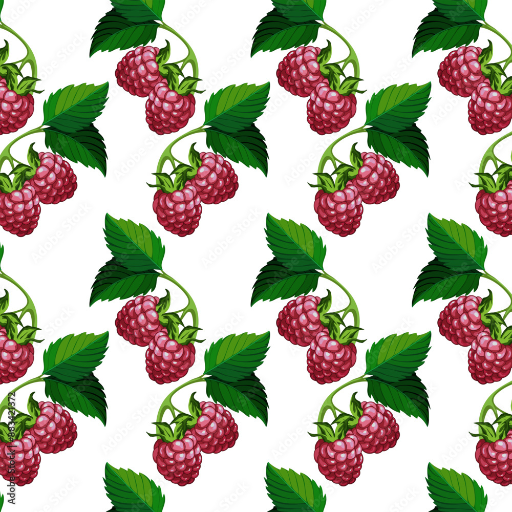 Bright raspberry in a pattern.Vector seamless pattern with raspberries and leaves on a transparent background. Bright raspberry in a pattern.Vector seamless pattern with raspberries and leaves on a transparent background.